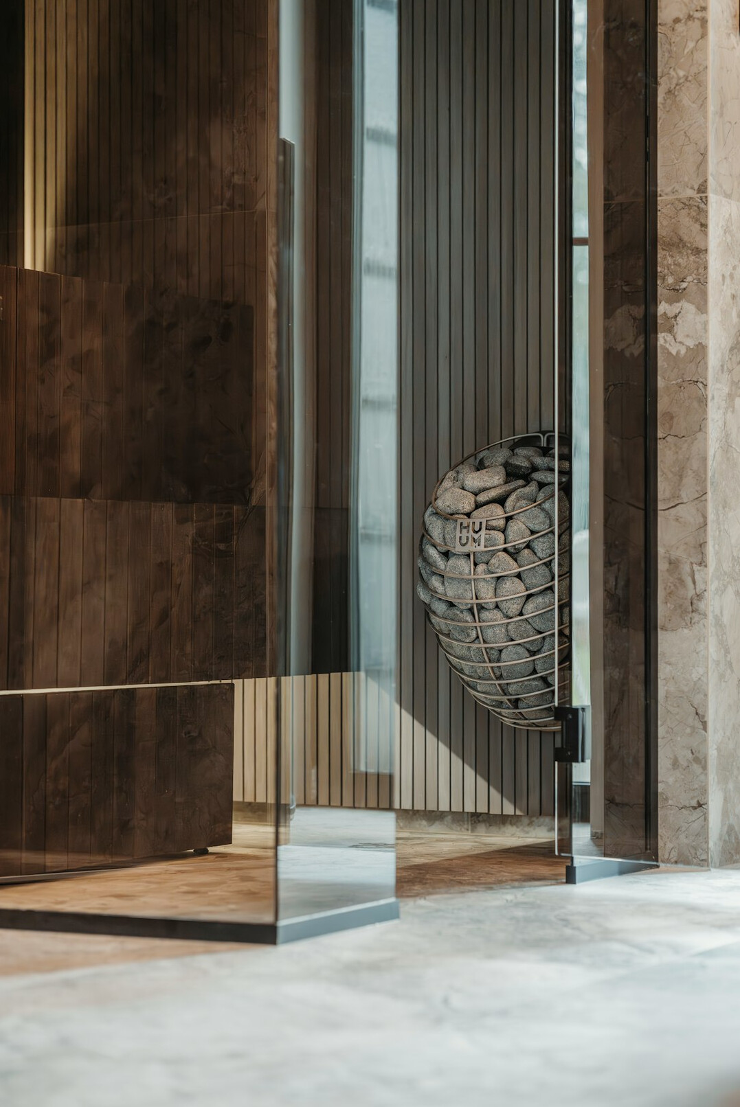 Bright reception area of a modern media production building